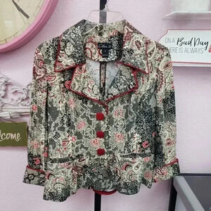 Clara S Red  Lace Look Shimmer Jacket